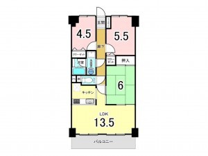 貝塚市澤、マンションの間取り画像です