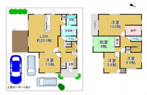 泉佐野市泉ケ丘、中古一戸建ての間取り画像です
