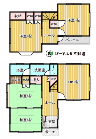 泉佐野市鶴原、中古一戸建ての間取り画像です