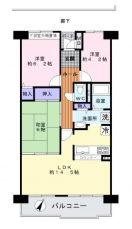 貝塚市、マンションの間取り画像です