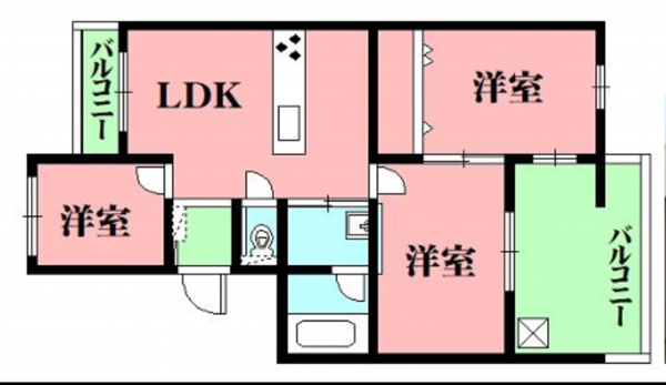 泉佐野市中庄、マンションの間取り画像です