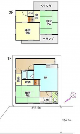 貝塚市半田、中古一戸建ての間取り画像です
