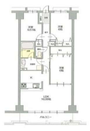 泉佐野市羽倉崎、マンションの間取り画像です