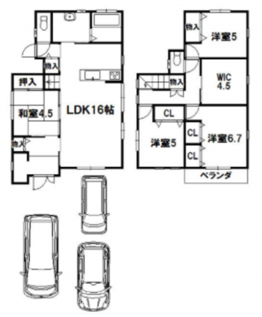 泉南郡熊取町朝代東、中古一戸建ての間取り画像です