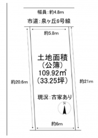 泉佐野市泉ケ丘、土地の間取り画像です