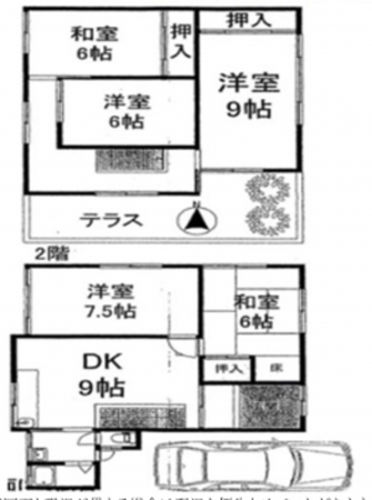 泉佐野市鶴原、中古一戸建ての間取り画像です