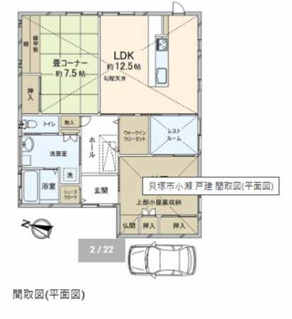 貝塚市小瀬、中古一戸建ての間取り画像です