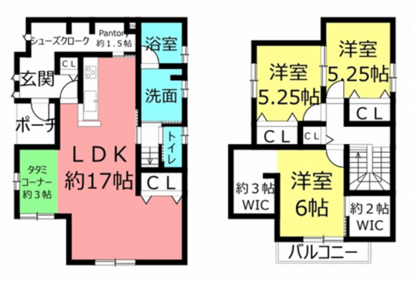 岸和田市土生町、中古一戸建ての間取り画像です