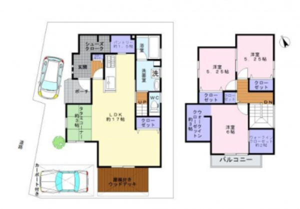 岸和田市土生町、中古一戸建ての間取り画像です