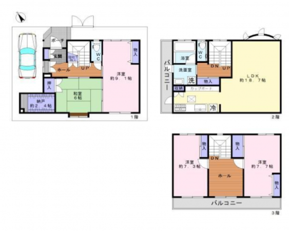 岸和田市荒木町、中古一戸建ての間取り画像です