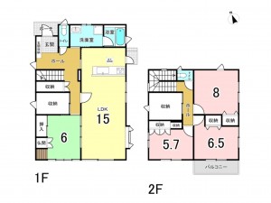 岸和田市磯上町、中古一戸建ての間取り画像です