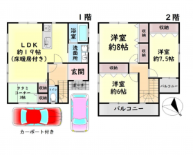 岸和田市春木、中古一戸建ての間取り画像です