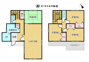 岸和田市吉井町、中古一戸建ての間取り画像です
