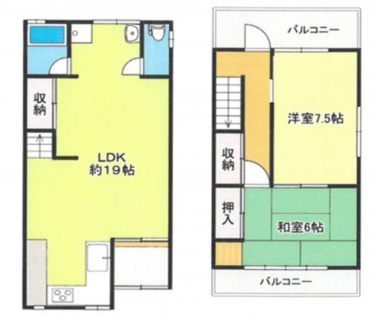 岸和田市加守町、中古一戸建ての間取り画像です