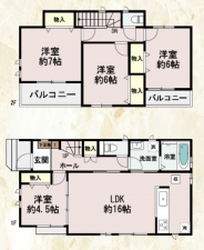 岸和田市春木、新築一戸建ての間取り画像です