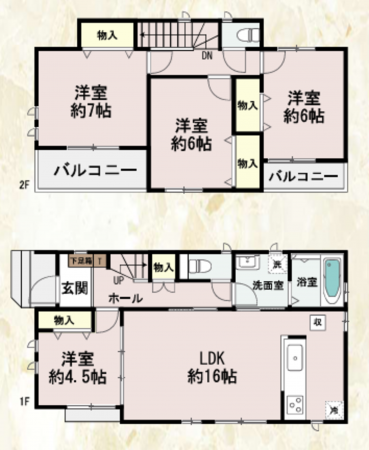 岸和田市春木、新築一戸建ての間取り画像です