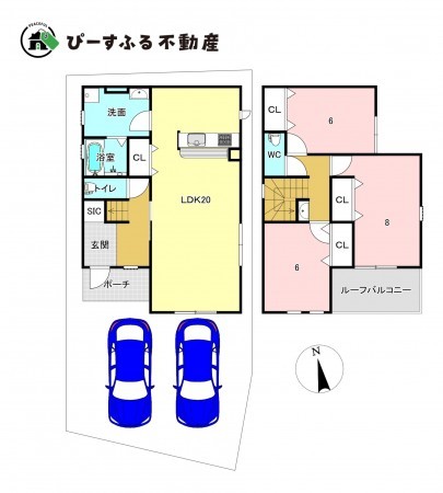 岸和田市土生町、新築一戸建ての間取り画像です