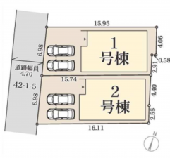 岸和田市三田町、新築一戸建ての間取り画像です