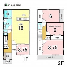 岸和田市三田町、新築一戸建ての間取り画像です