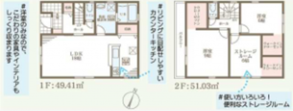 岸和田市三田町、新築一戸建ての間取り画像です