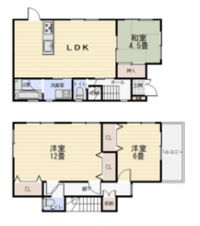 岸和田市下池田町、中古一戸建ての間取り画像です