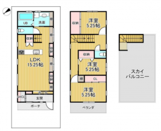 岸和田市下野町、中古一戸建ての間取り画像です