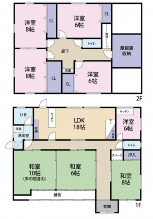 岸和田市八田町、中古一戸建ての間取り画像です