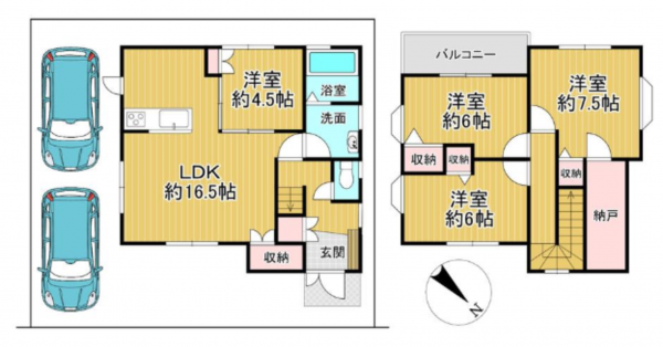 岸和田市並松町、中古一戸建ての間取り画像です