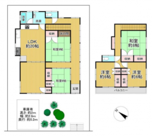 岸和田市岡山町、中古一戸建ての間取り画像です