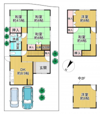 岸和田市葛城町、中古一戸建ての間取り画像です