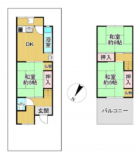 岸和田市下松町、中古一戸建ての間取り画像です