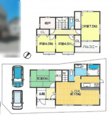 岸和田市中井町、中古一戸建ての間取り画像です
