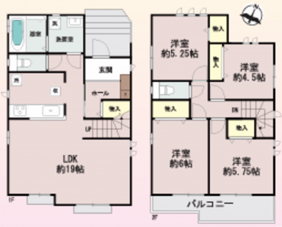岸和田市上松町、新築一戸建ての間取り画像です