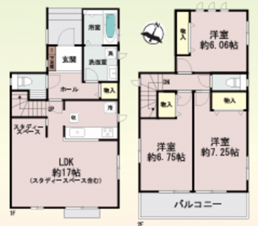岸和田市上松町、新築一戸建ての間取り画像です