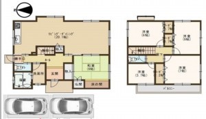 岸和田市内畑町、中古一戸建ての間取り画像です