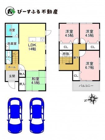 岸和田市門前町、中古一戸建ての間取り画像です