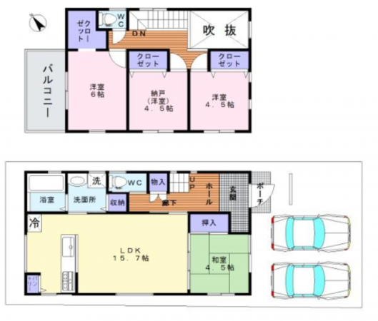 岸和田市南上町、中古一戸建ての間取り画像です