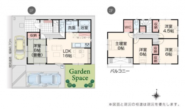 岸和田市田治米町、新築一戸建ての間取り画像です