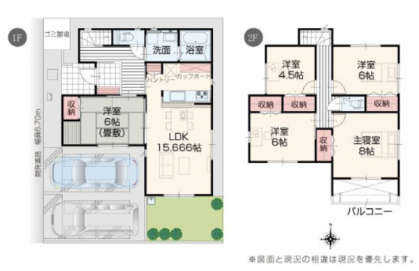 岸和田市田治米町、新築一戸建ての間取り画像です