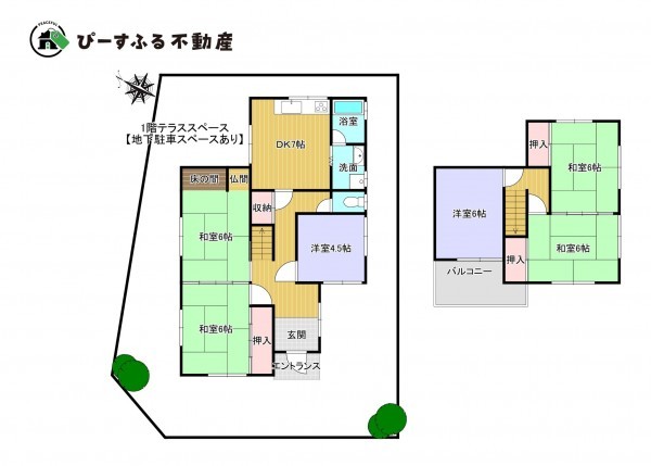 岸和田市三田町、中古一戸建ての間取り画像です