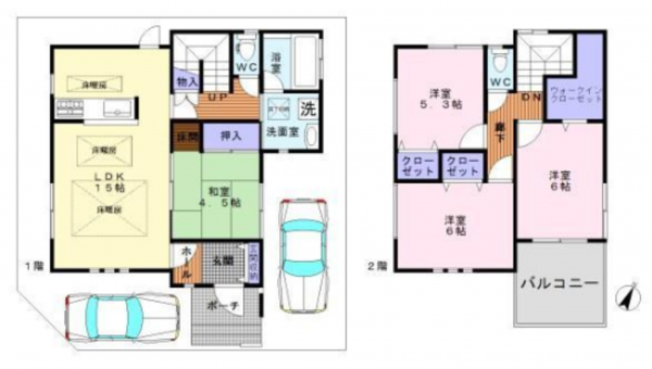 岸和田市藤井町、中古一戸建ての間取り画像です