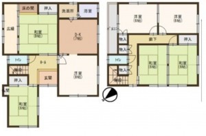 岸和田市並松町、中古一戸建ての間取り画像です