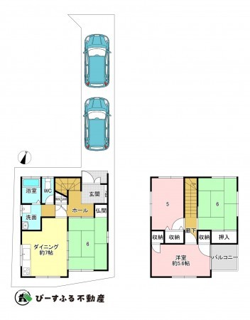 岸和田市南町、中古一戸建ての間取り画像です