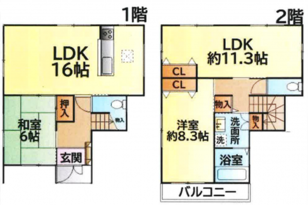 岸和田市今木町、中古一戸建ての間取り画像です