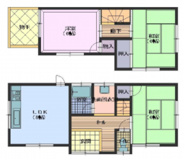 岸和田市南町、中古一戸建ての間取り画像です