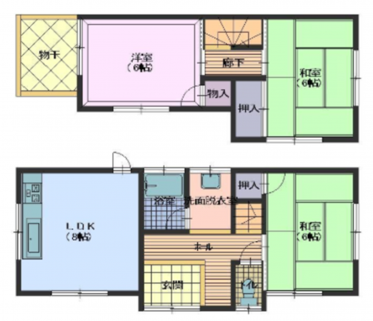 岸和田市南町、中古一戸建ての間取り画像です