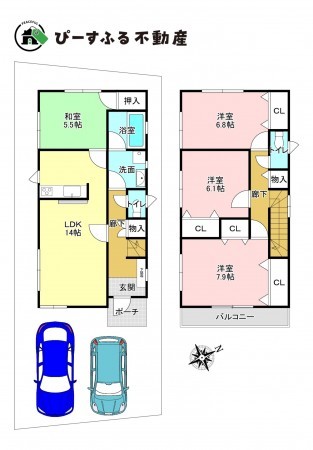 岸和田市春木、中古一戸建ての間取り画像です