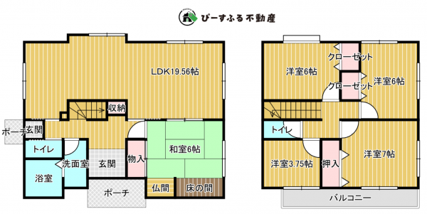 岸和田市内畑町、中古一戸建ての間取り画像です