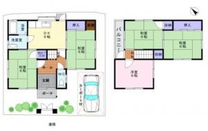 岸和田市極楽寺町、中古一戸建ての間取り画像です