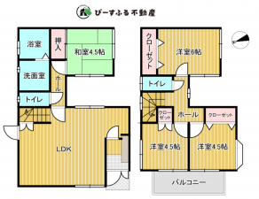 岸和田市門前町、中古一戸建ての間取り画像です